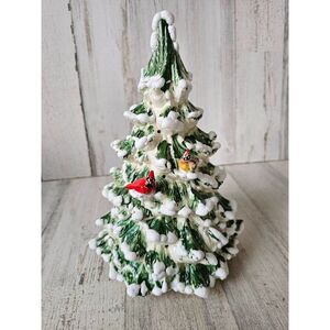 Walter brockmann vintage tree bird cardinal Xmas village Forest ceramic decor